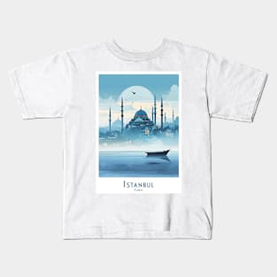 Vintage Retro Travel Istanbul Silhouette Hagia Sophia Kids T-Shirt